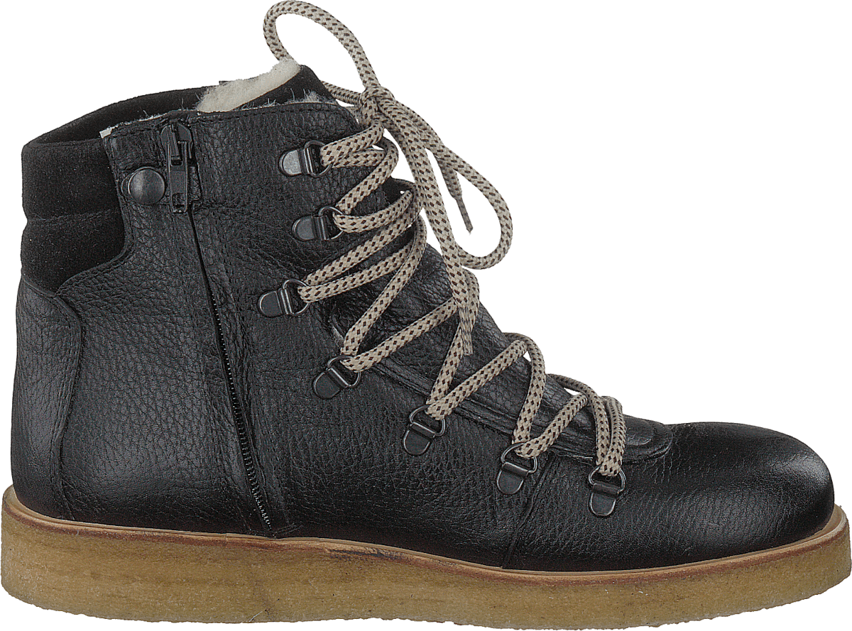 Tex-boot With Laces And Zipper Black