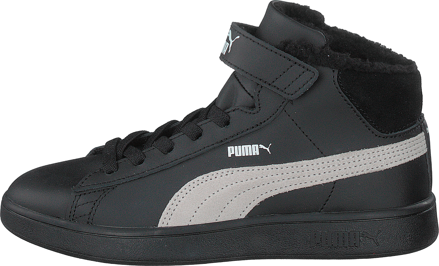 Puma Smash V2 Mid L Fur Ps Puma Black-whisper White, Unisex, Shoes, Trainers, high-top sneakers, Black, UK 1,5
