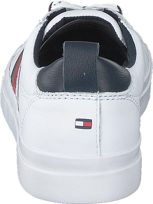 Flag Detail Leather White