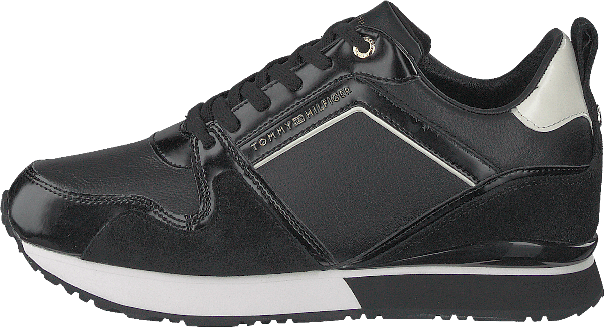 Leather Wedge Sneaker Black