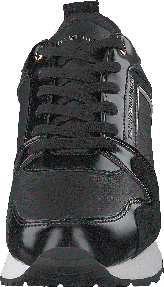 Leather Wedge Sneaker Black