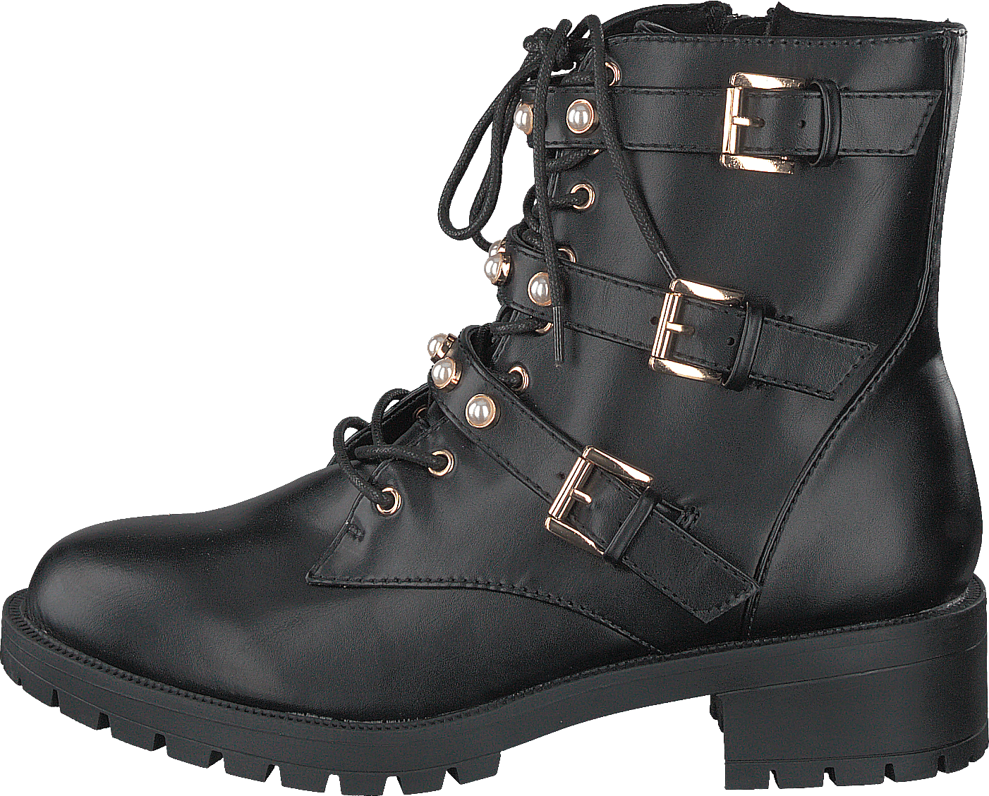 Biapearl Biker Boot Black, Female, Skor, Kängor och Boots, Kängor och Boots, Grå/Svart, EU 37