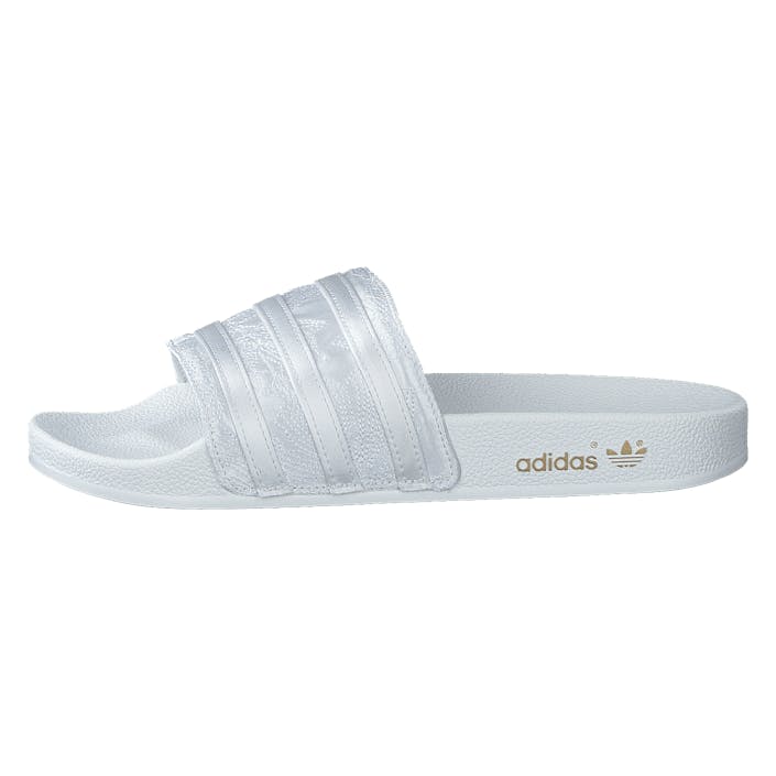 Adilette W Ftwr White/ftwr White/gold Met, Unisex, Shoes, Sandals and Slippers, sandals, Gold/White, UK 7