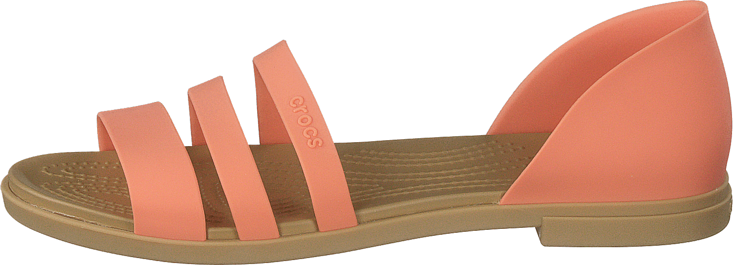 Crocs Tulum Open Flat W Grapefruit/tan, Female, Shoes, Sandals and Slippers, sandals, Red, UK 7