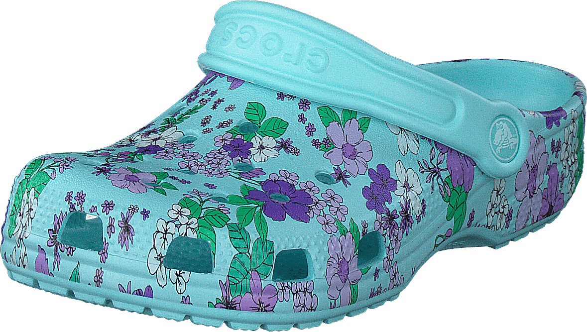 Classic Floral Clog Ps Ice Blue