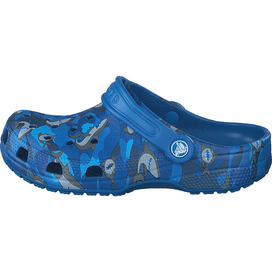 Classic Shark Clog Kids Prep Blue