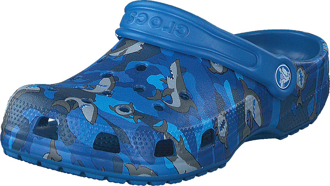 Classic Shark Clog Kids Prep Blue