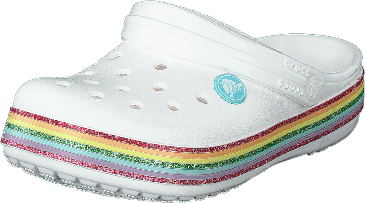 Crocband Rainbow Glitter Clg K White