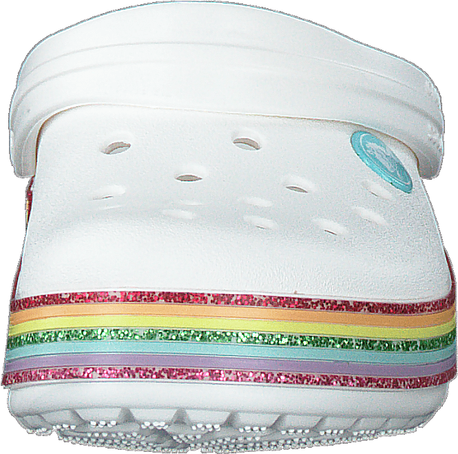 Crocband Rainbow Glitter Clg K White