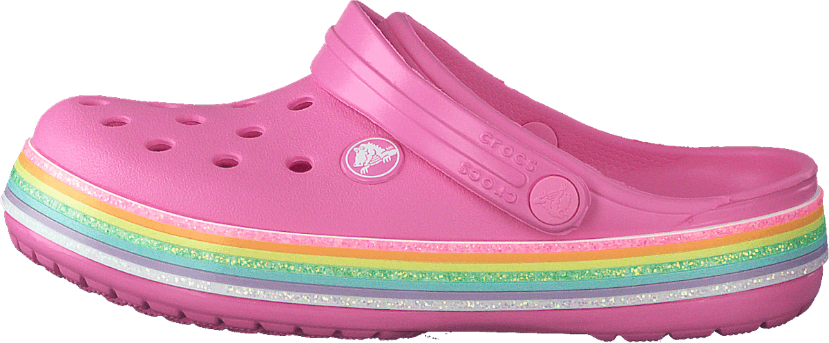 Crocband Rainbow Glitter Clg K Pink Lemonade