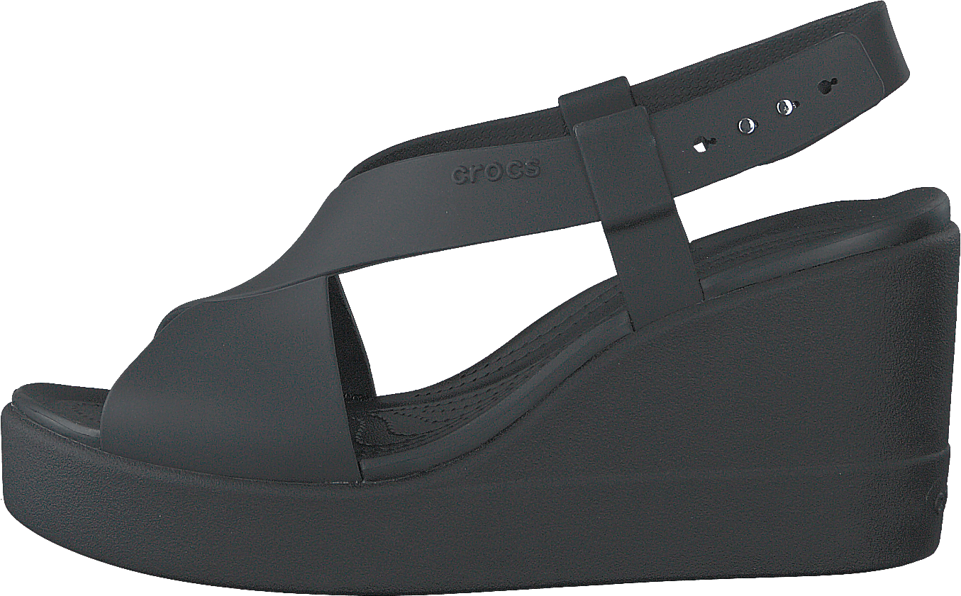 Black wedge store crocs