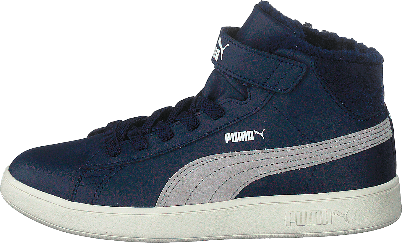 Puma Smash V2 Mid L Fur V Ps Peacoat-Gray Violet, Unisex, Shoes, Trainers, high-top sneakers, Blue, UK K 11