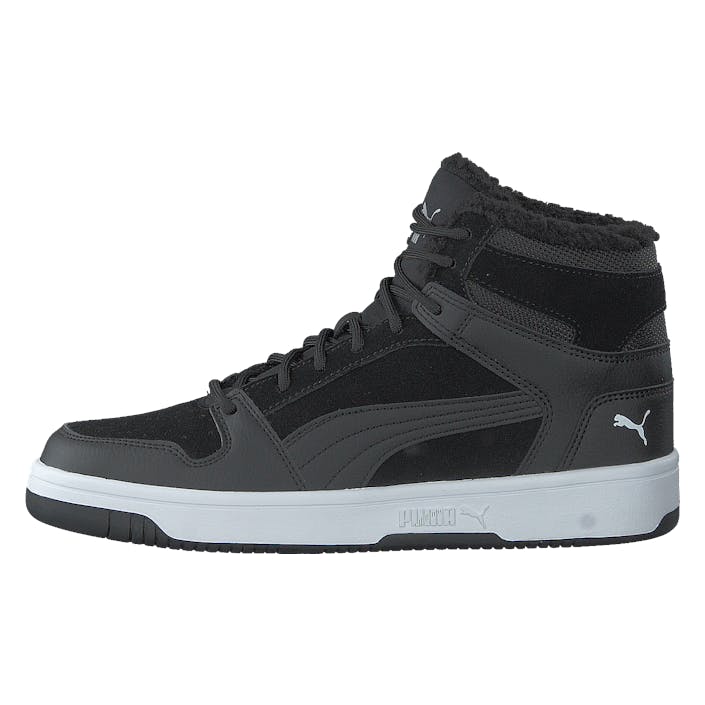 Puma Rebound Layup Fur Sd Jr Puma Black-puma White, Unisex, Shoes, Trainers, high-top sneakers, Black/Grey, UK 5