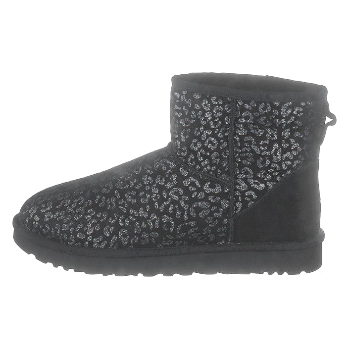 Classic Mini Snow Leopard Black, Female, Shoes, Boots, Boots, Black, EU 39