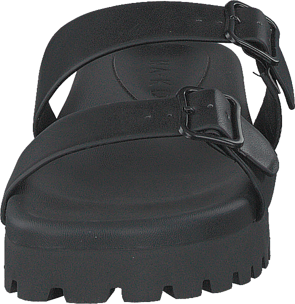 Chunky Double Buckle Sandals Black