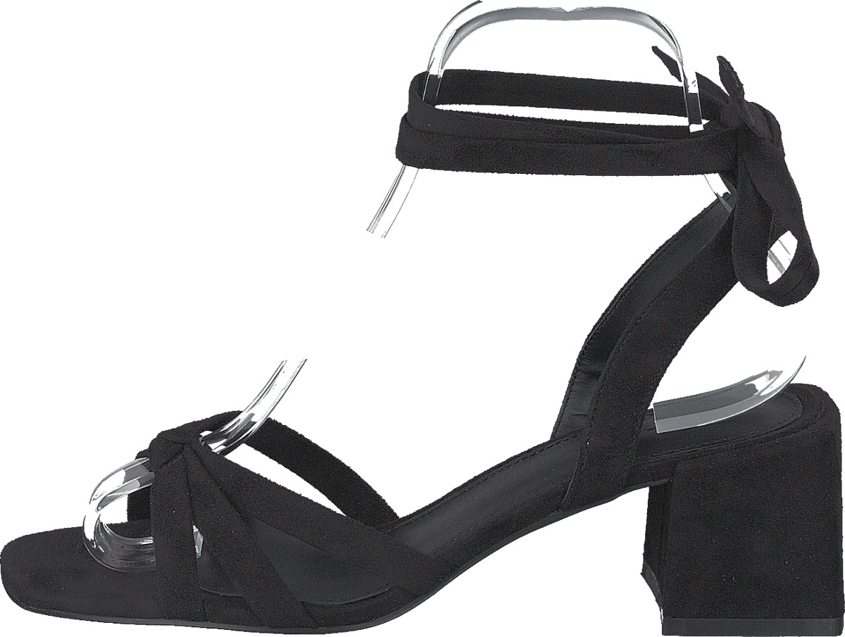 Faux Suede Ankle Strap Heels Black