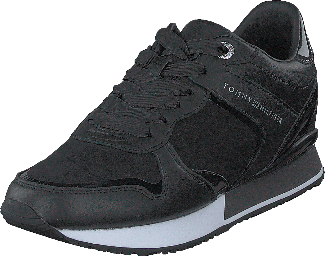 Dressy Wedge Mat Mix Sneaker Black