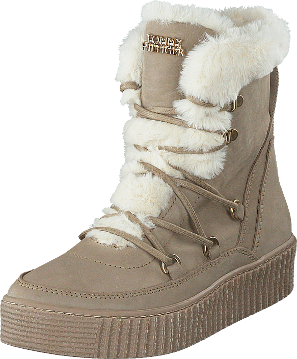 Tommy warm lined lace up bootie beige Clearance