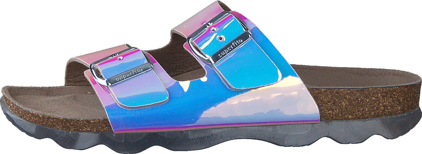 Korkis Wave Irisierend, Unisex, Schoenen, Sandalen en Sloffen, sandalen, Purper/Blauw/Bruin, EU 28