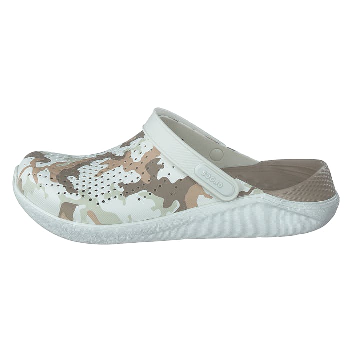 Literide Printed Camo Clog Almost White, Female, Shoes, Sandals and Slippers, ballerina shoes, Blue/Brown, EU 42/43
