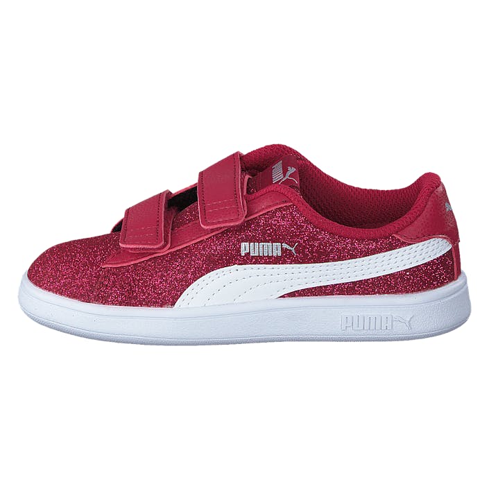 Puma Smash V2 Glitz Glam V Inf Persian Red-puma White, Unisex, Sko, Sneakers, sportssko, Rød/Rosa, EU 26