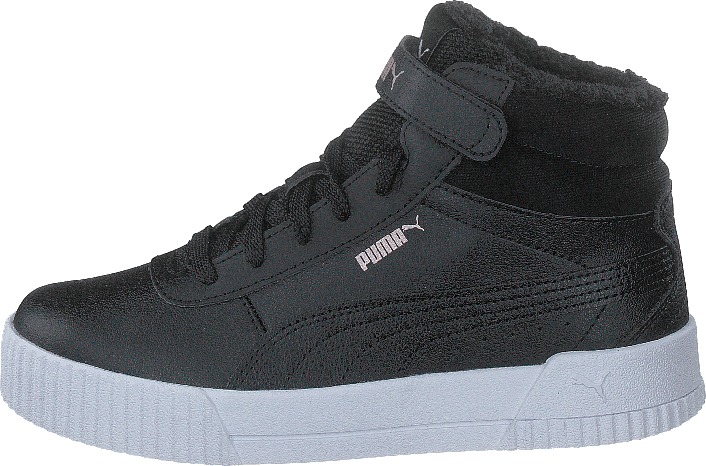Carina Mid Fur Ps Puma Black-rose Gold-puma Whit, Unisex, Shoes, Trainers, high-top sneakers, Black, UK K 10