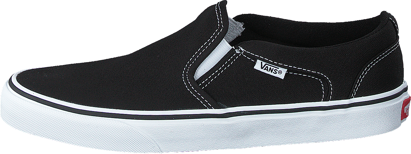 Mn Asher (canvas) Black/white, Male, Sko, Sneakers, slip-on, Svart, EU 39