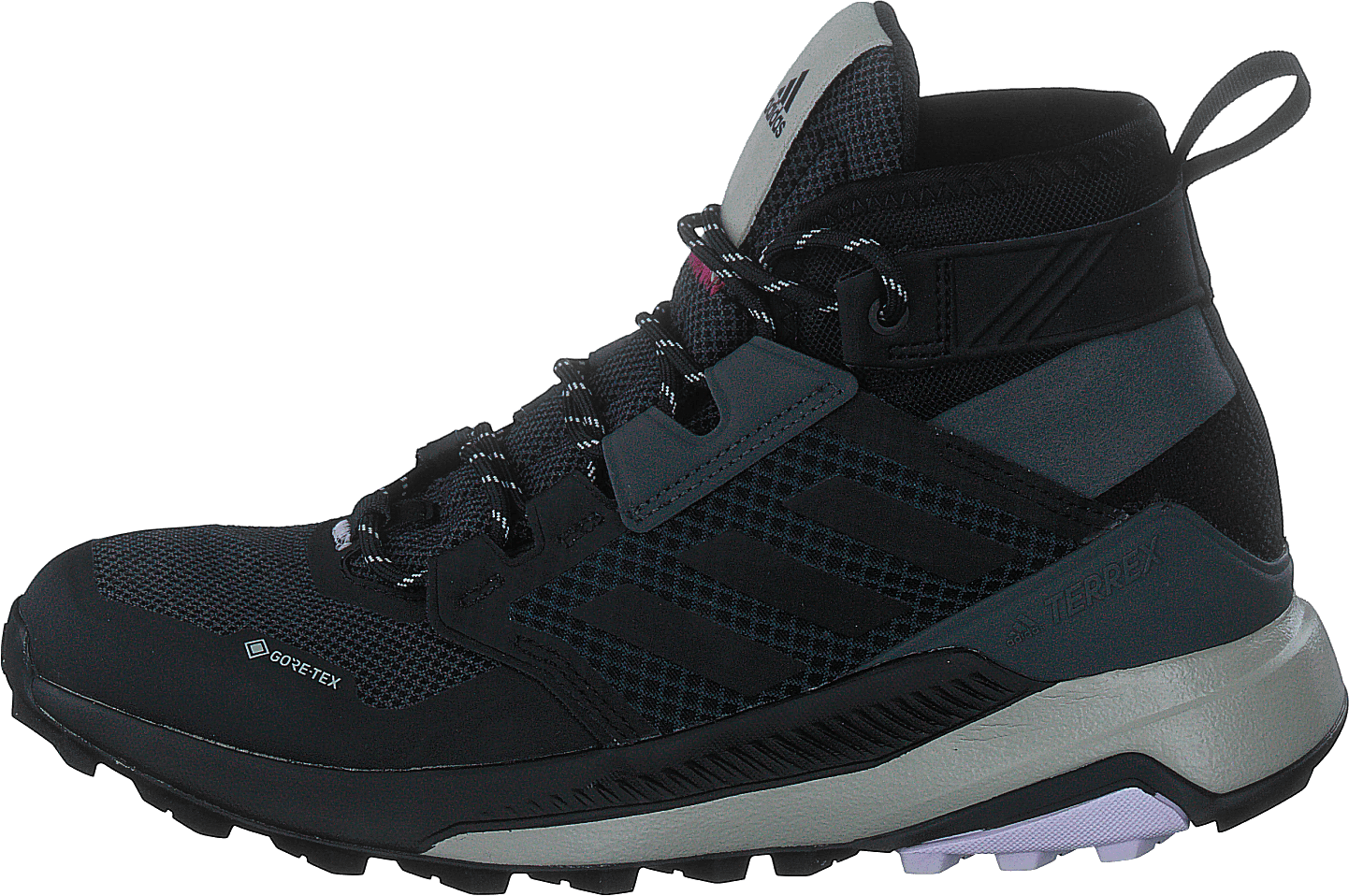 Terrex Trailmaker Mid GORE-TEX Shoes Grey Six / Core Black / Purple Tint, Female, Obuv, turistické boty, sportovní obuv, Černá, EU 36 2/3