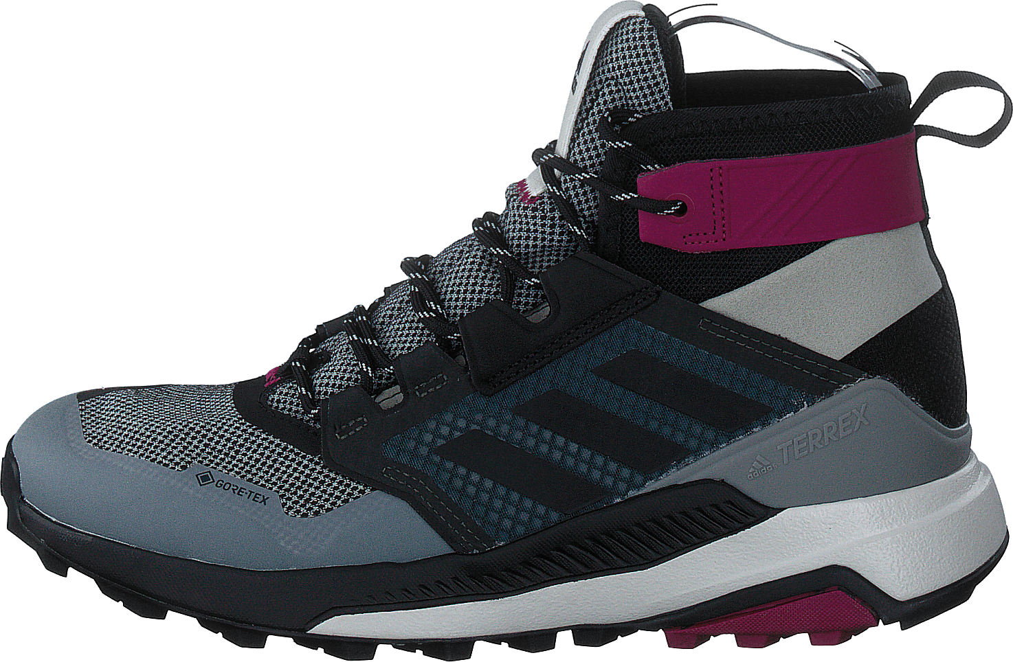 Terrex Trailmaker Mid GORE-TEX Shoes Metal Grey / Core Black / Power Berry, Female, Shoes, hiking shoes, high-top sneakers, Blue, UK 5,5
