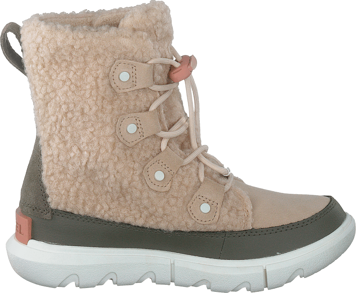 Youth Sorel Explorer Cozy Nova Sand, Stone Green