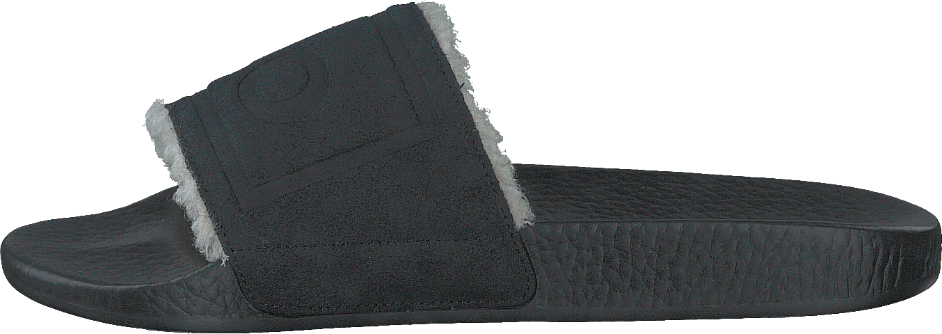 Faux-Shearling–Lined Suede Slide Black