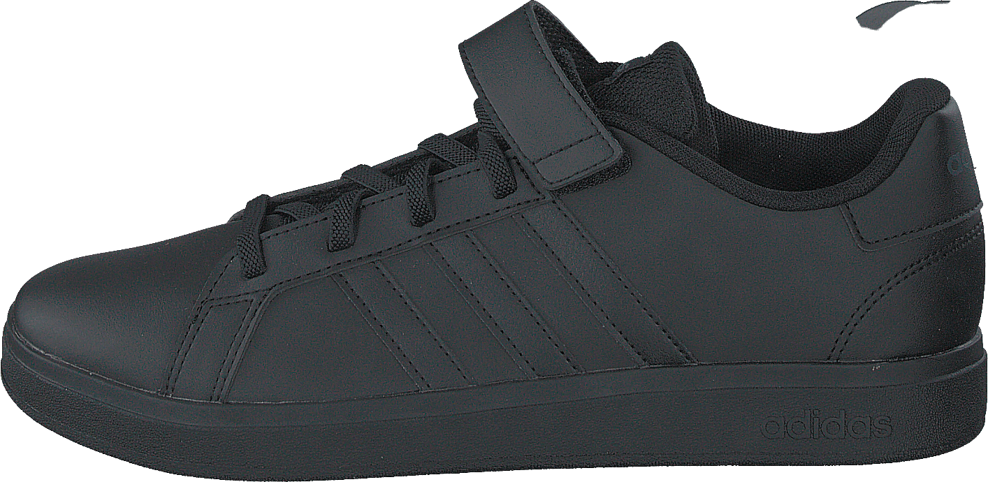 Grand Court Elastic Lace and Top Strap Shoes Core Black / Core Black / Grey Six