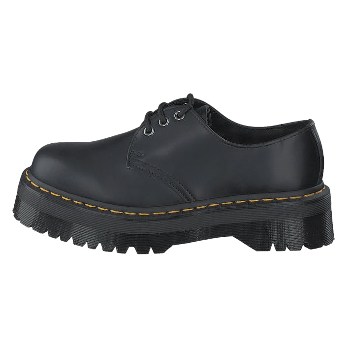1461 Quad Black Polished Smoot Black, Unisex, Buty, Płaskie buty, Sneakersy, Czarny, EU 41