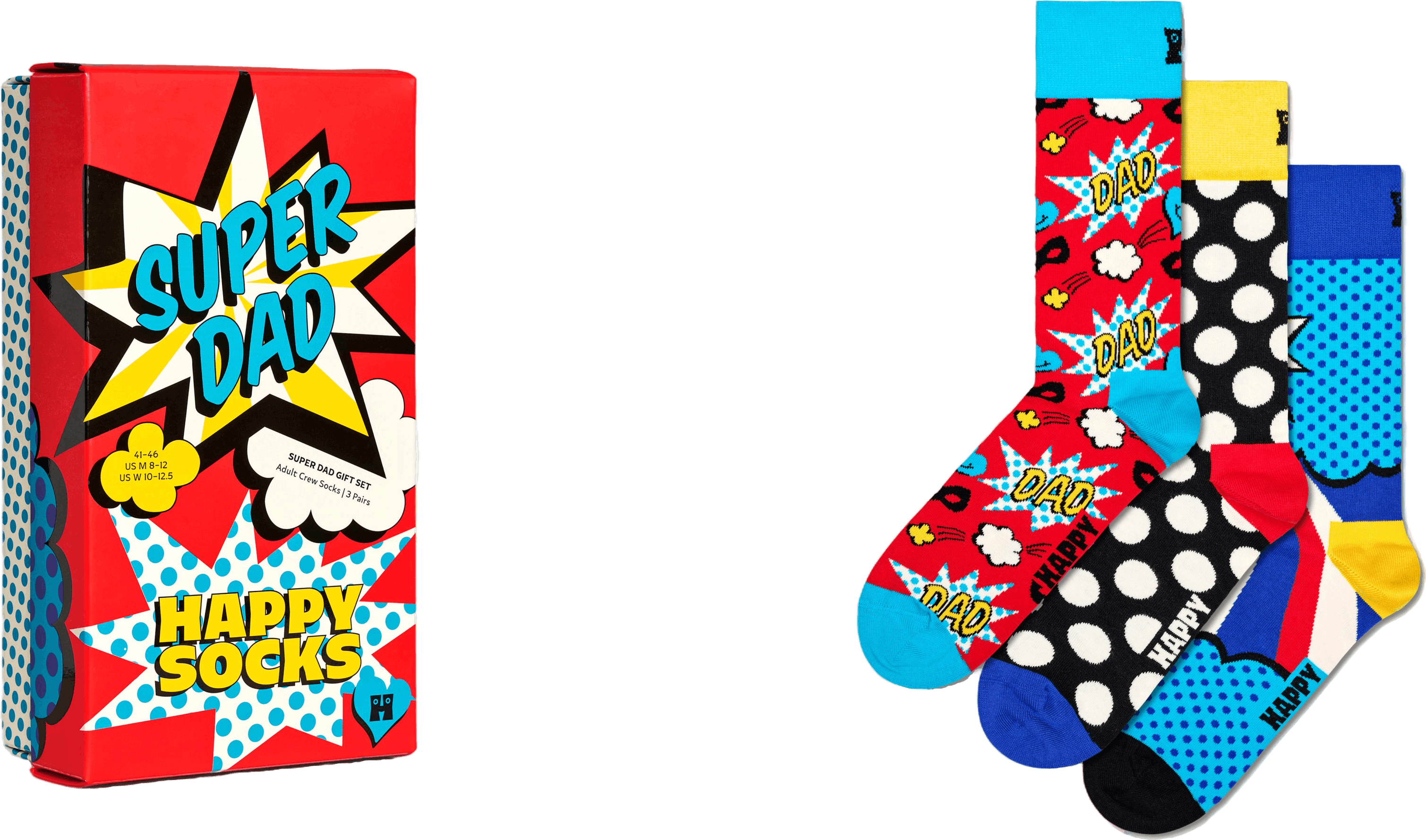 Father 3-pack Gift Box Patterned, Male, Kläder, Strumpor, Mönstrad, 41-46