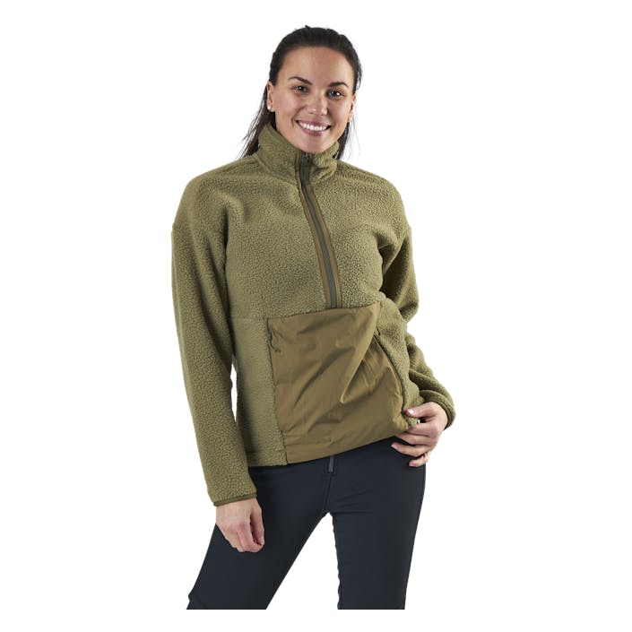 Snowshelter Teddy Half Zip Green, Female, Apparels, jackets, Green, XL
