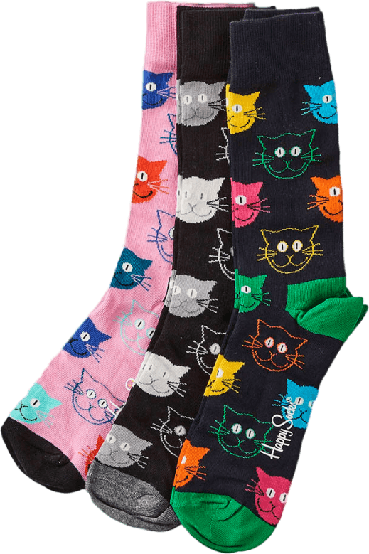 Mixed Cat 3-Pack Gift Box Patterned, Unisex, Kläder, Strumpor, livsstil, Mönstrad, 41-46