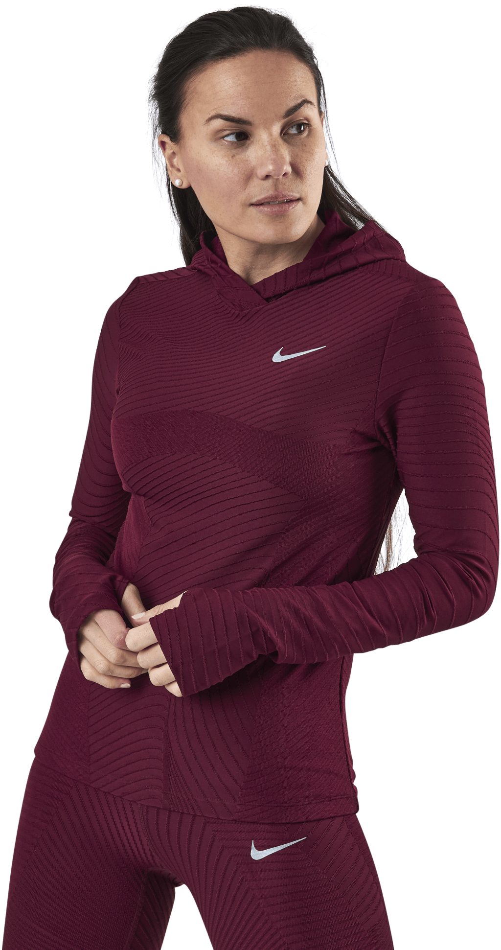 Runway Running Hoodie Silver/Red, Female, Odzież, Koszule, Bieganie, Fioletowy, XL