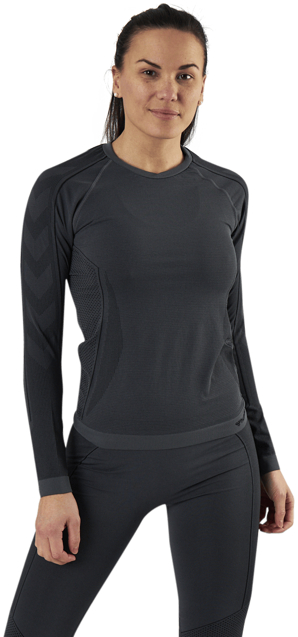 Zona Seamless Ls Grey, Female, Apparels, Shirts, Workout, Grey, XL/XXL