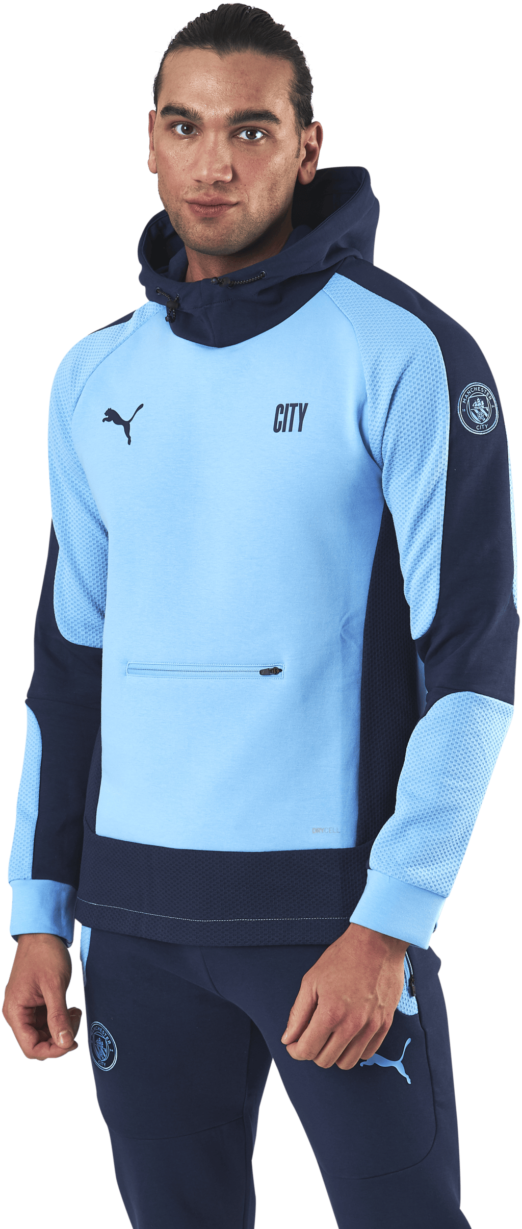 MCFC Evostripe Hoody Blue, Male, Apparels, Shirts, Soccer, Blue, L