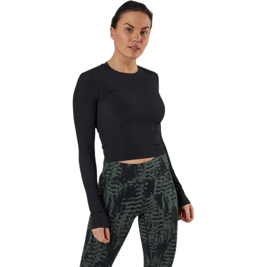 Shiny Rib Long Sleeve Black