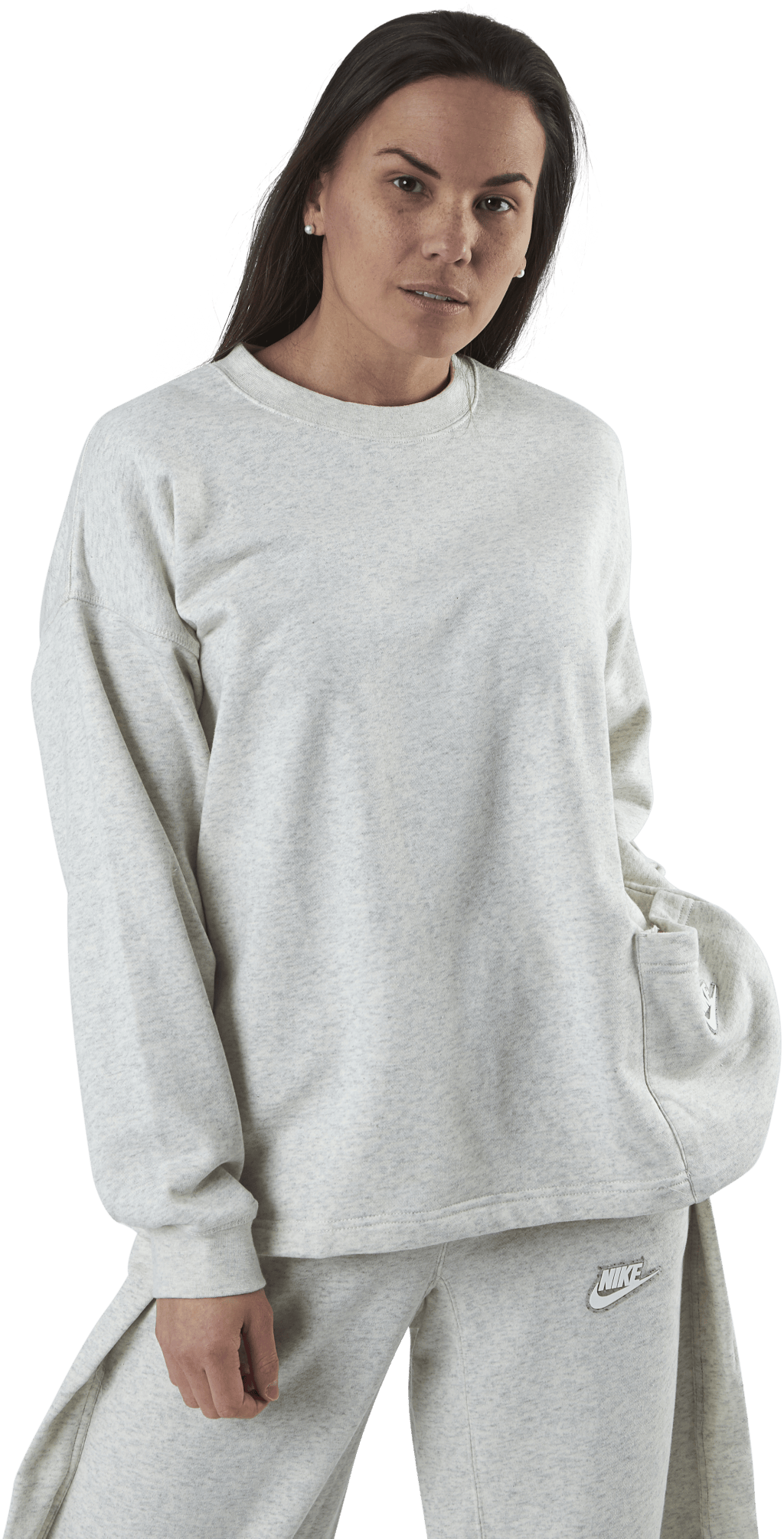 Nsw Crew Earth Day Ft Grey, Female, Apparels, Shirts, Grey, S