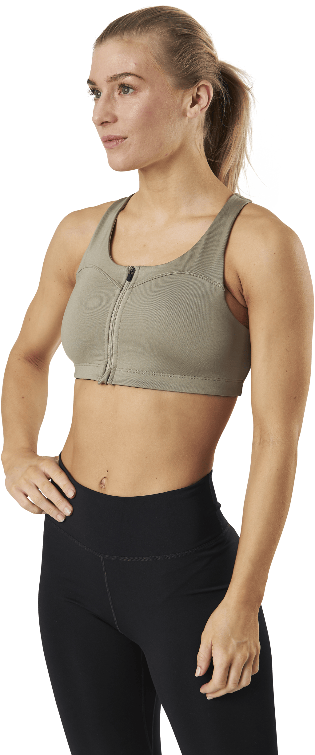 Front Zip Sports Bra Green