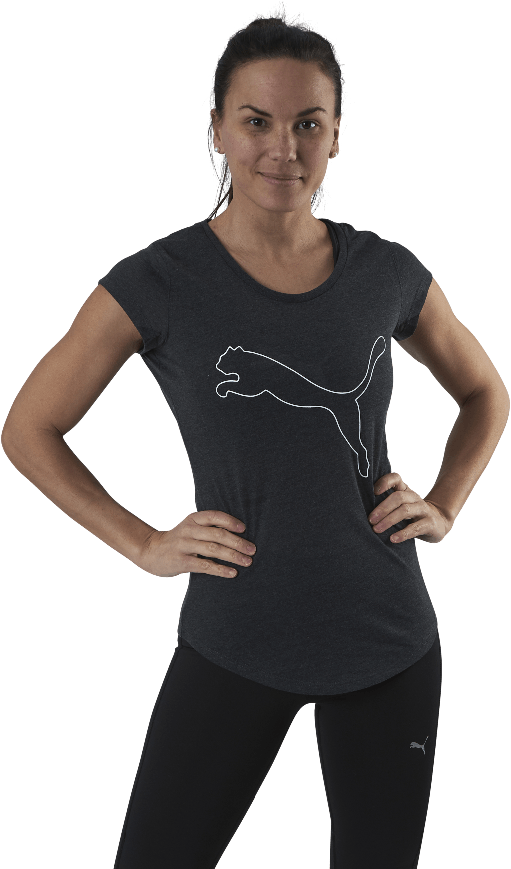 Performance Heather Cat Tee Grey, Female, Apparels, T-shirt, Workout, Black, XL