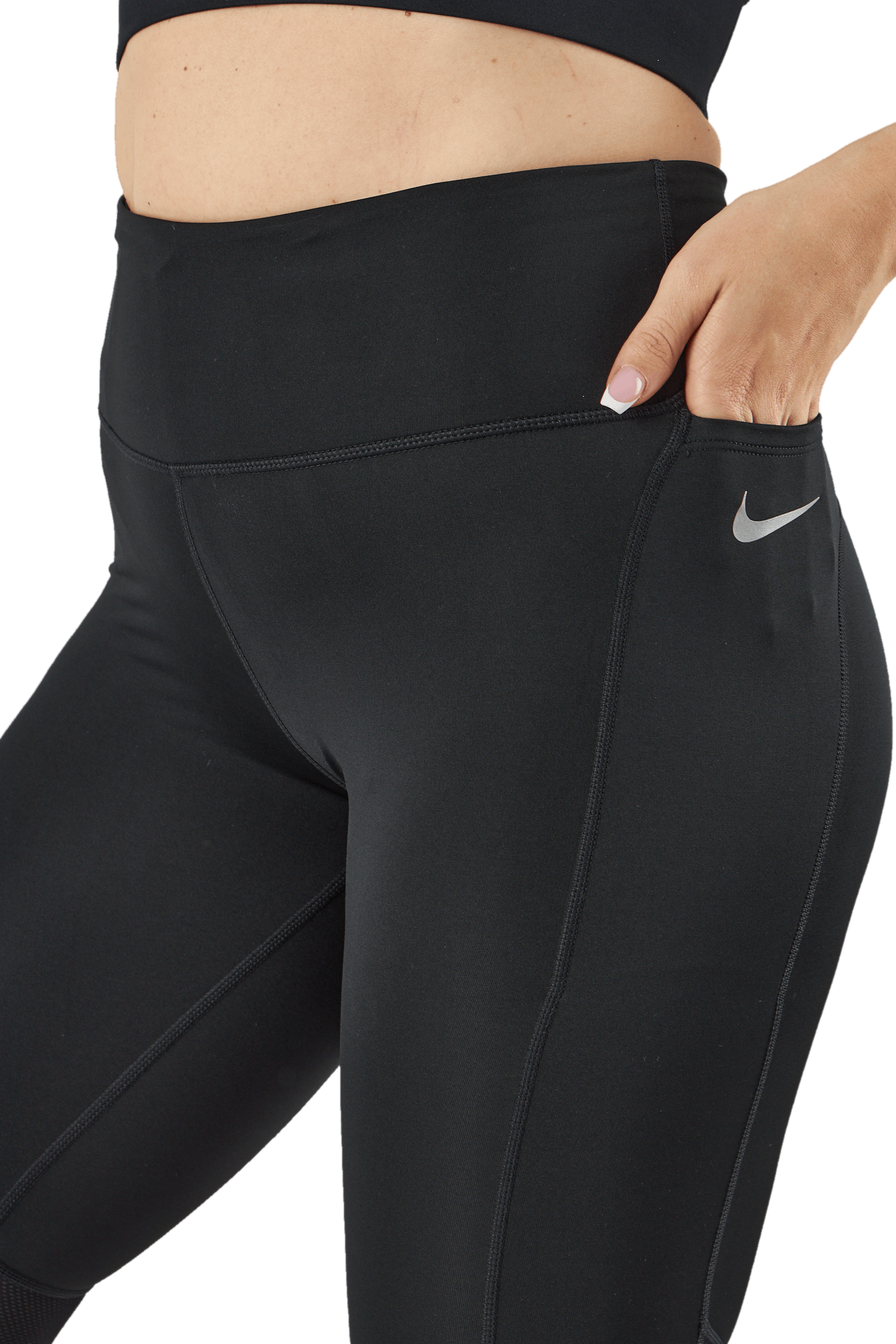 Fast Women's Mid-Rise Crop Running Leggings BLACK/REFLECTIVE SILV - Bild 5