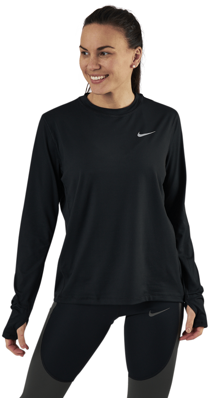 Dri-FIT Element Women's Running Crew BLACK/REFLECTIVE SILV, Female, Aparelhos, Camisas, Corrida, Preto, L