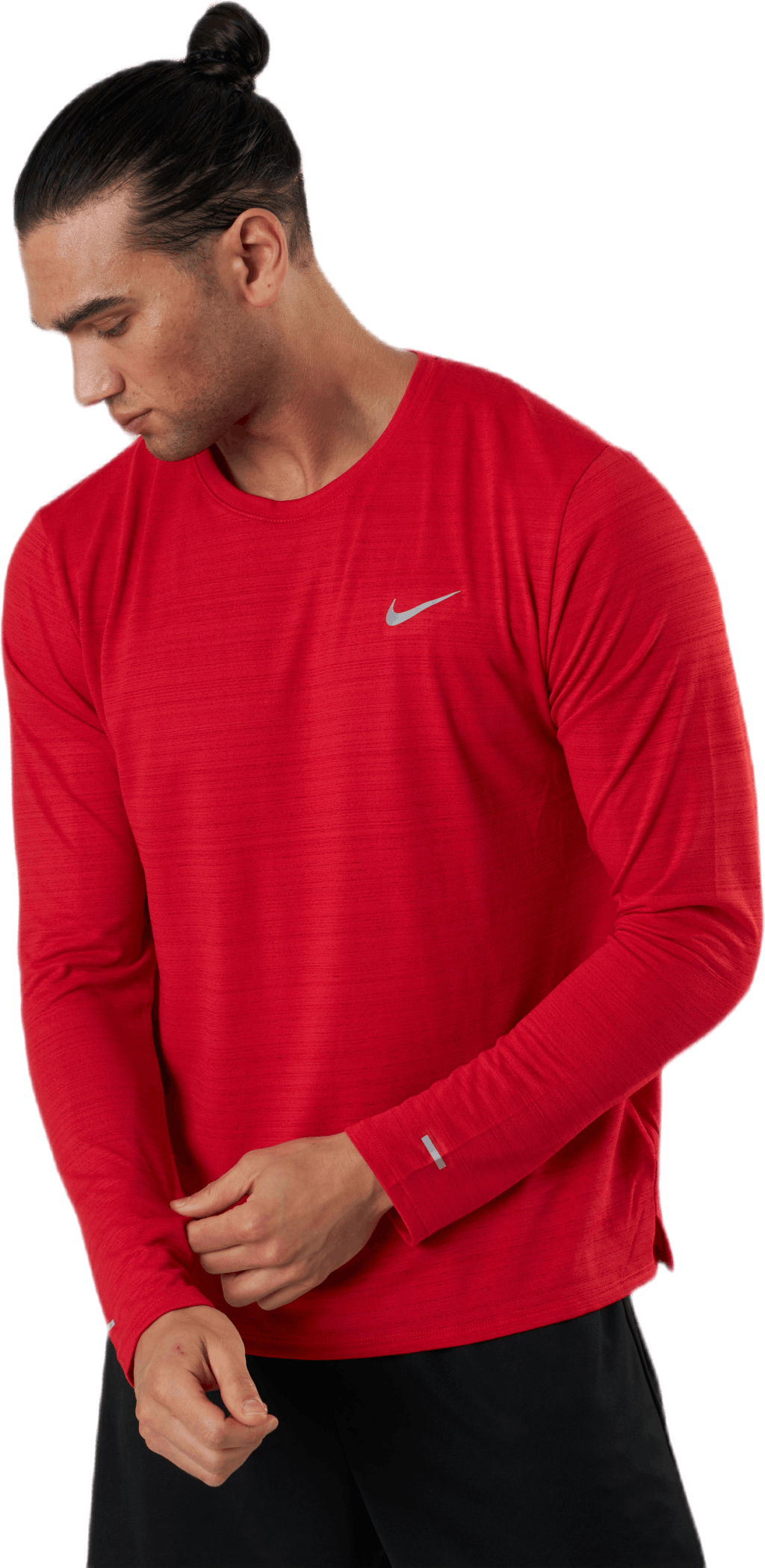 Dri-FIT Miler Top LS Silver/Red, Male, Apparels, Shirts, Running, Red, XXL