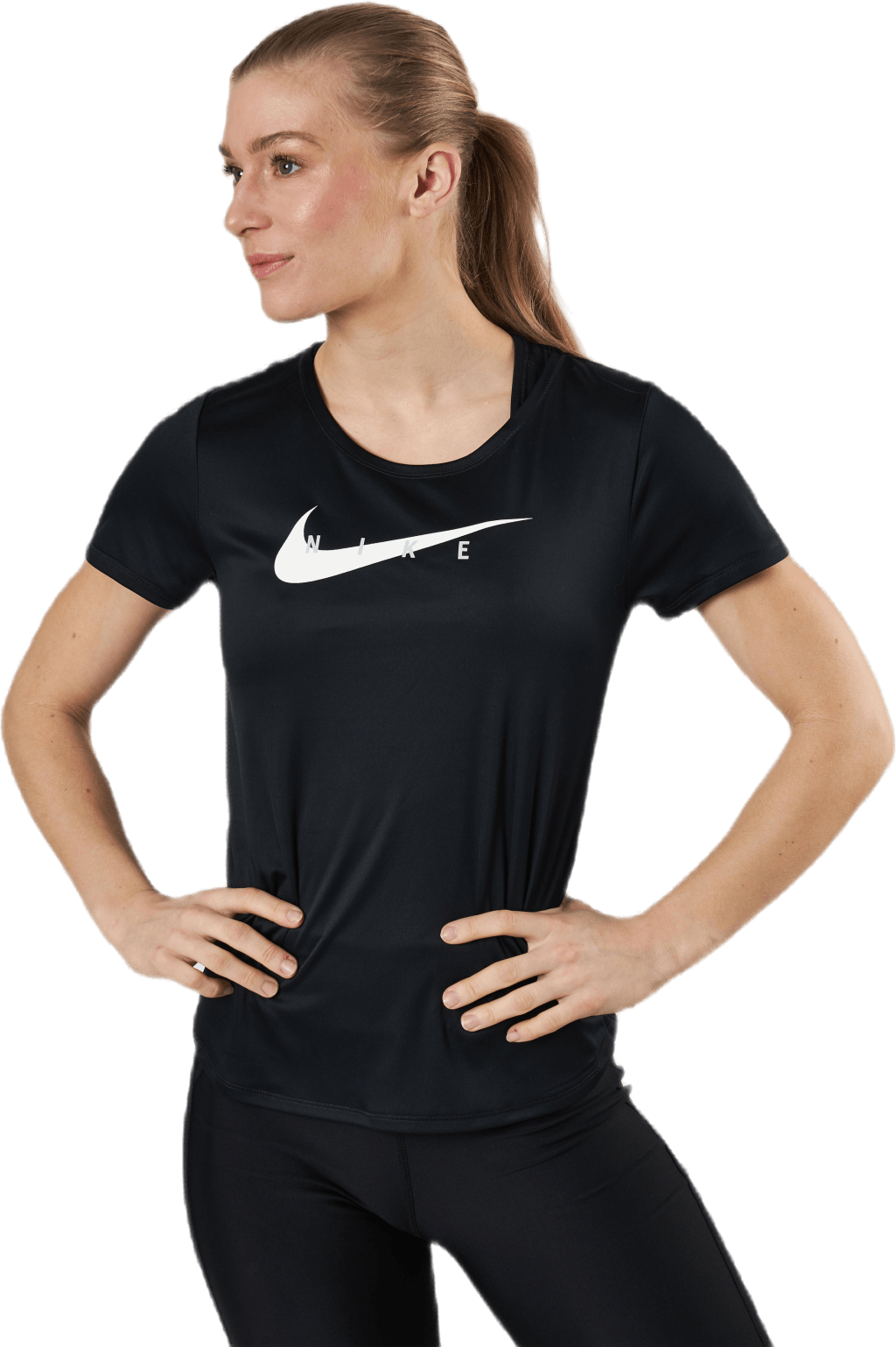 Swoosh Run Top SS Black/Silver, Female, Apparels, T-shirt, Running, Black, S