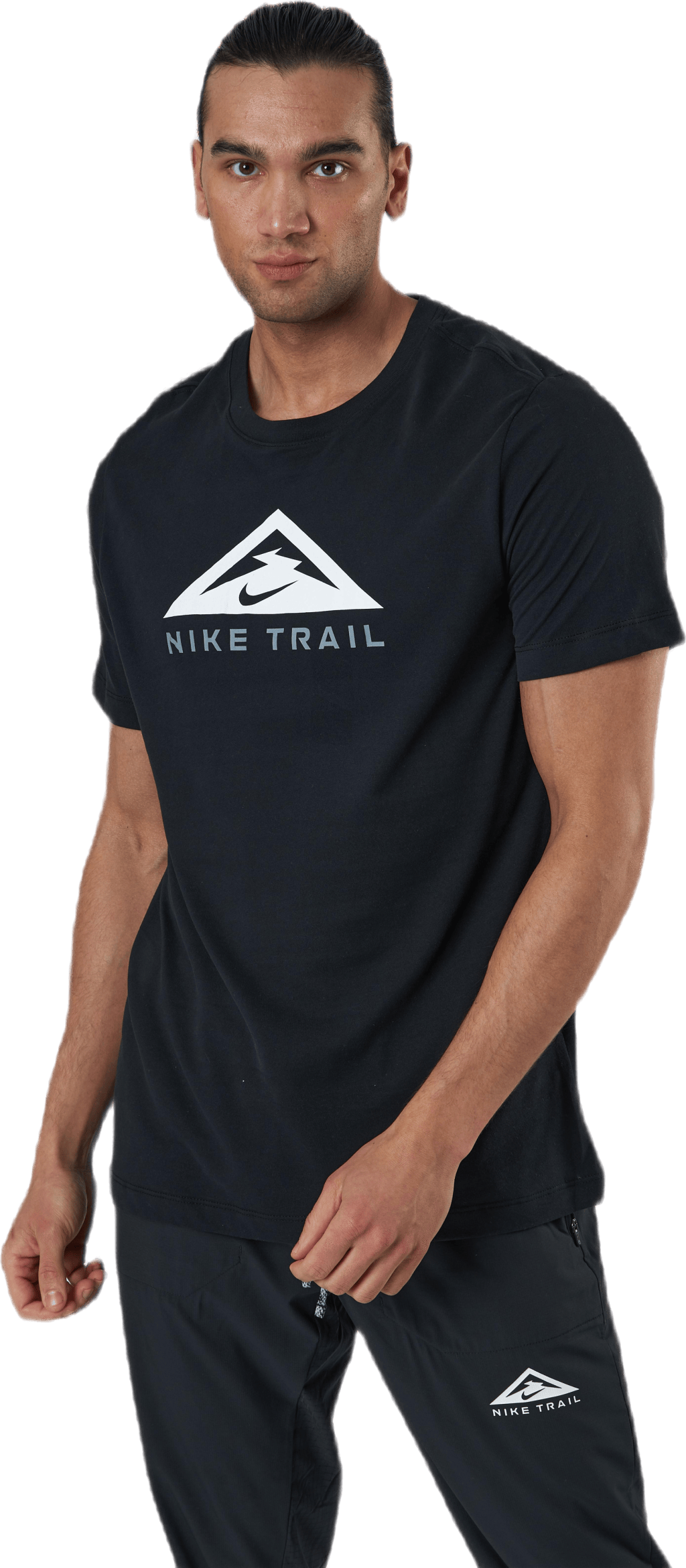 Dri-FIT SS Trail Run Black, Male, Odzież, Podkoszulek, Bieganie, Czarny, S