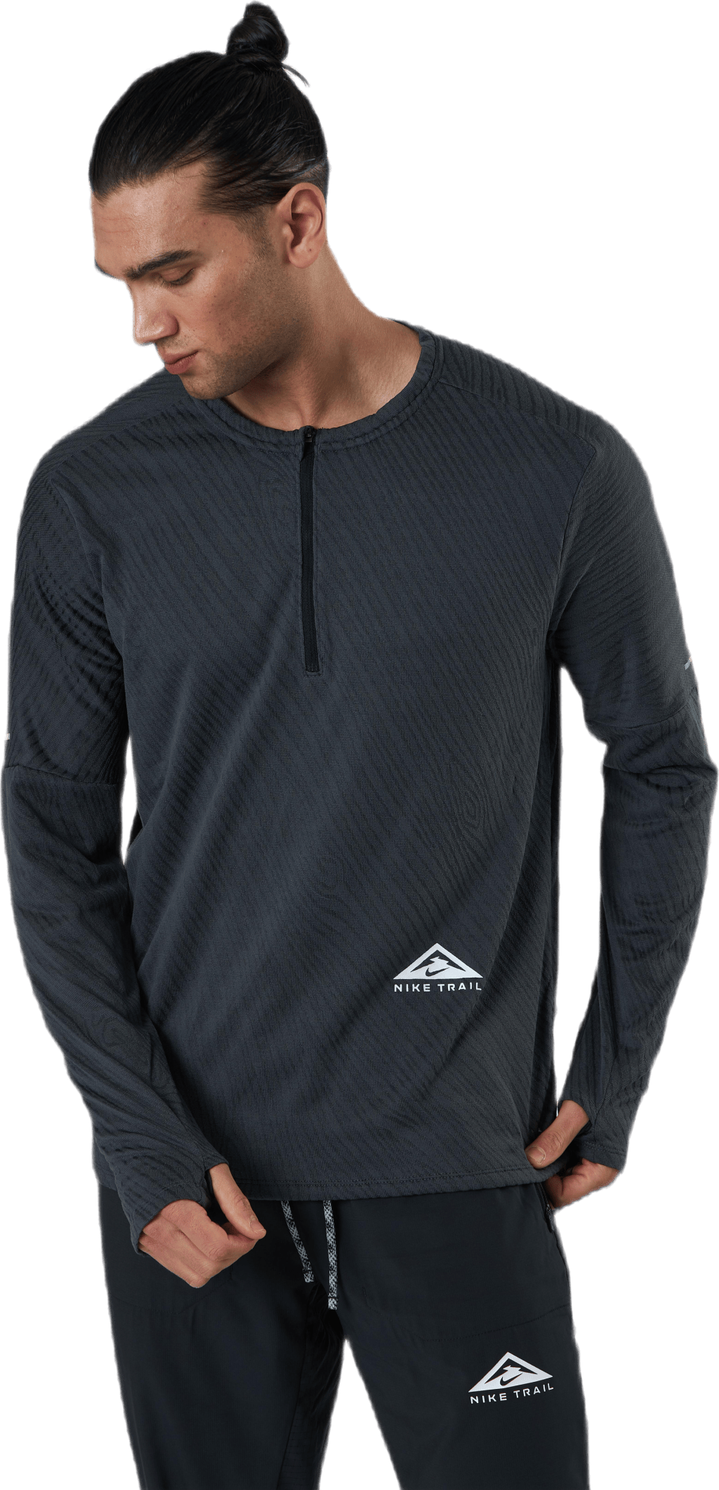 Dri-FIT Element 1/2-Zip Top Trail Black/Grey, Male, Apparels, Shirts, Running, Black, L