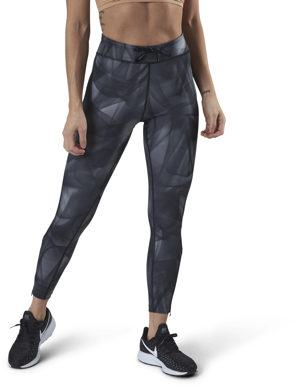 Epic Faster Run Division 7/8 Tight Black/Silver, Female, Odzież, Leggings, Bieganie, Czarny/Srebro, L